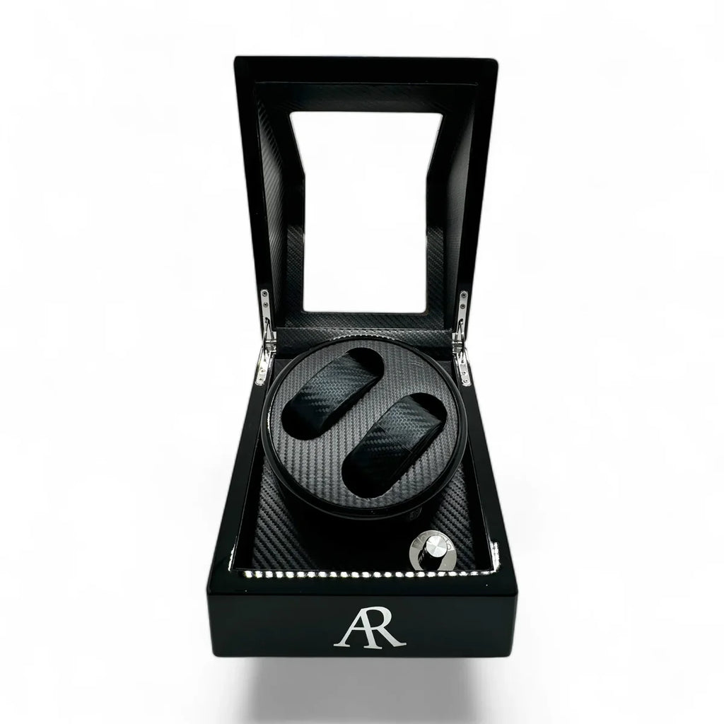 MACHER Black 2pcs automatic watch winder box (Carbon fiber guts) - Performance Driven Racing Timepieces - Richard mille, jacob&co homage Watches