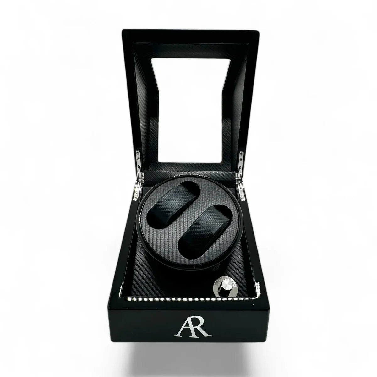MACHER Black 2pcs automatic watch winder box (Carbon fiber guts) - Performance Driven Racing Timepieces - Richard mille, jacob&co homage Watches