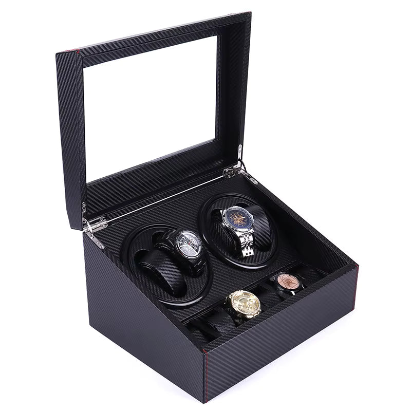 MACHER Carbon fiber 4pcs automatic watch winder box + 6pcs watch holder - Performance Driven Racing Timepieces - Richard mille, jacob&co homage Watches