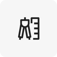 Minimalist icon of a compass and ruler, symbolizing precision watch design